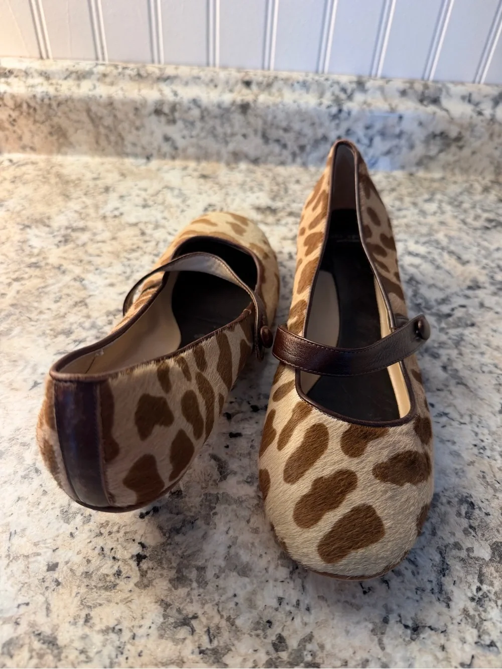 kate spade Leopard Vintage Calf Hair Mary Jane Kitten Heels Animal Giraffe Print